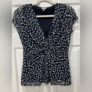 Anne Klein Polkadot Shirt Small adorable blue with blue dots